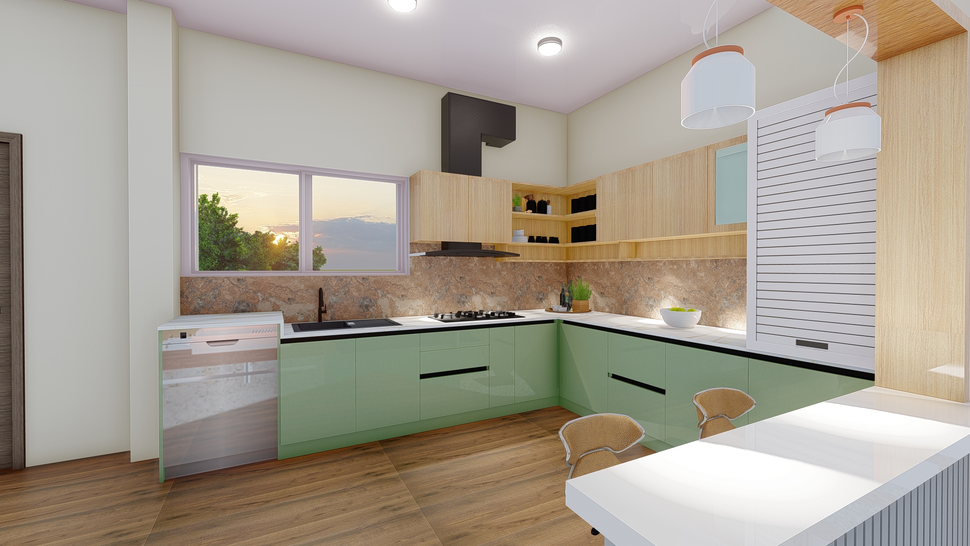 L Type Modular Kitchen